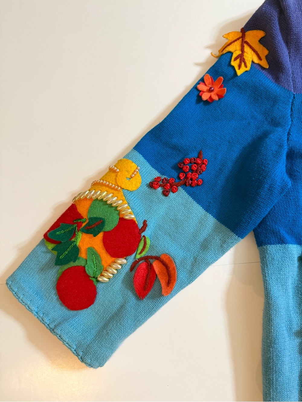 VTG Michael Simon Thanksgiving Cardigan Sweater ApliquΓ© Turkey Cornucopia 1999 M - Picture 8 of 14